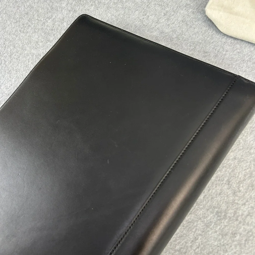Levenger Leather 3-Ring Binder Organizer Black Refill Paper Box Dust Bag Large